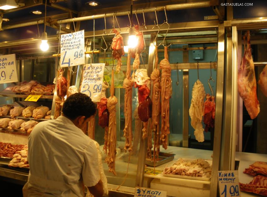 Puesto de venta en el Mercado Central de Atenas (Grecia)